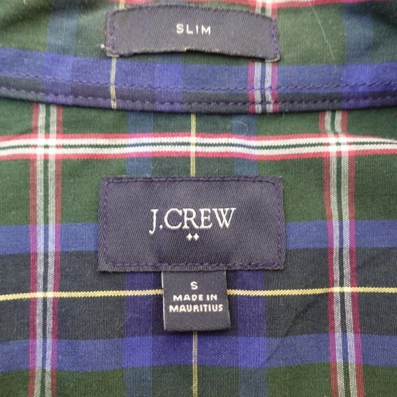 J Crew Shirt Small Cotton Slim Fit Button Down Green Plaid Tartan Cabincore‎ - Picture 2 of 9
